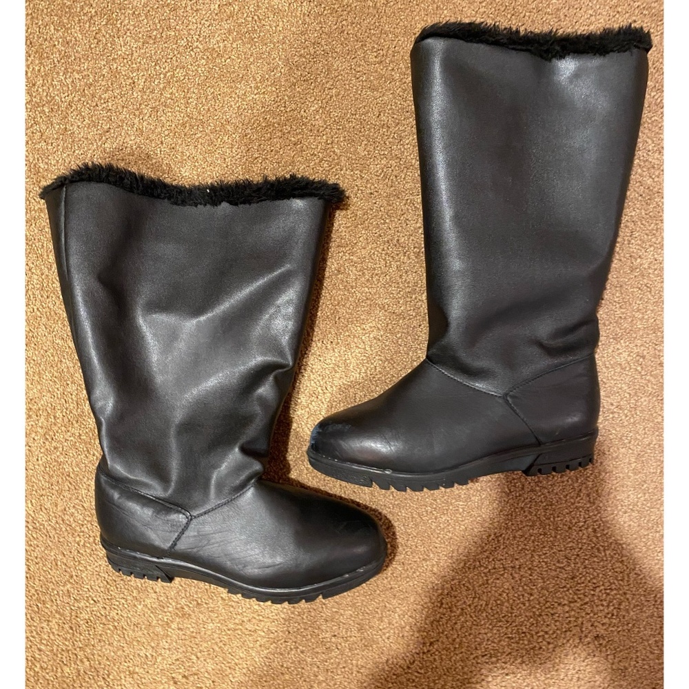 Toe Warmers Women's 8 Double Wide Black Winter Zip Up Boots